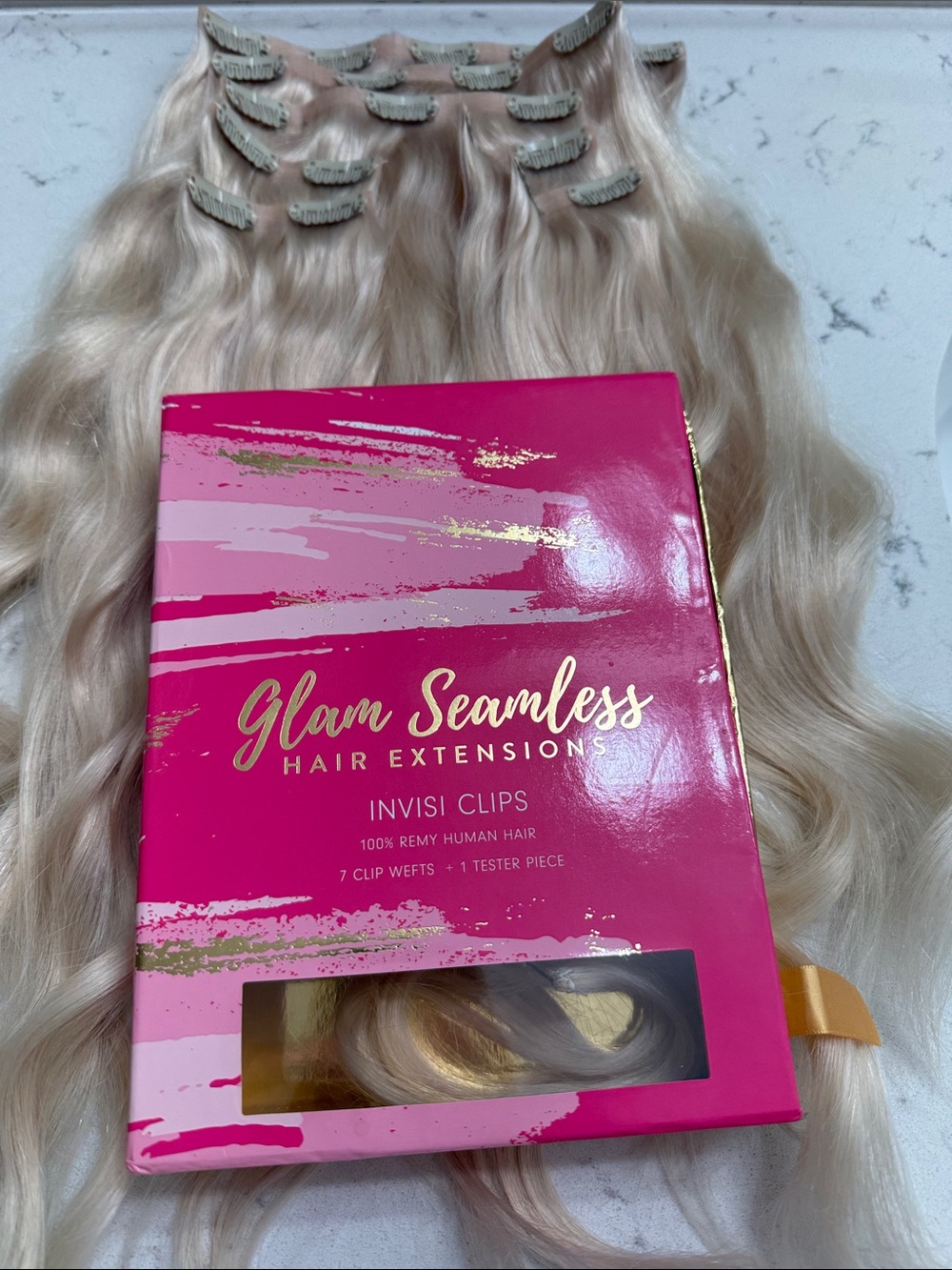 Blonde Clip-In Hair Weft Extension - Invisible Seam